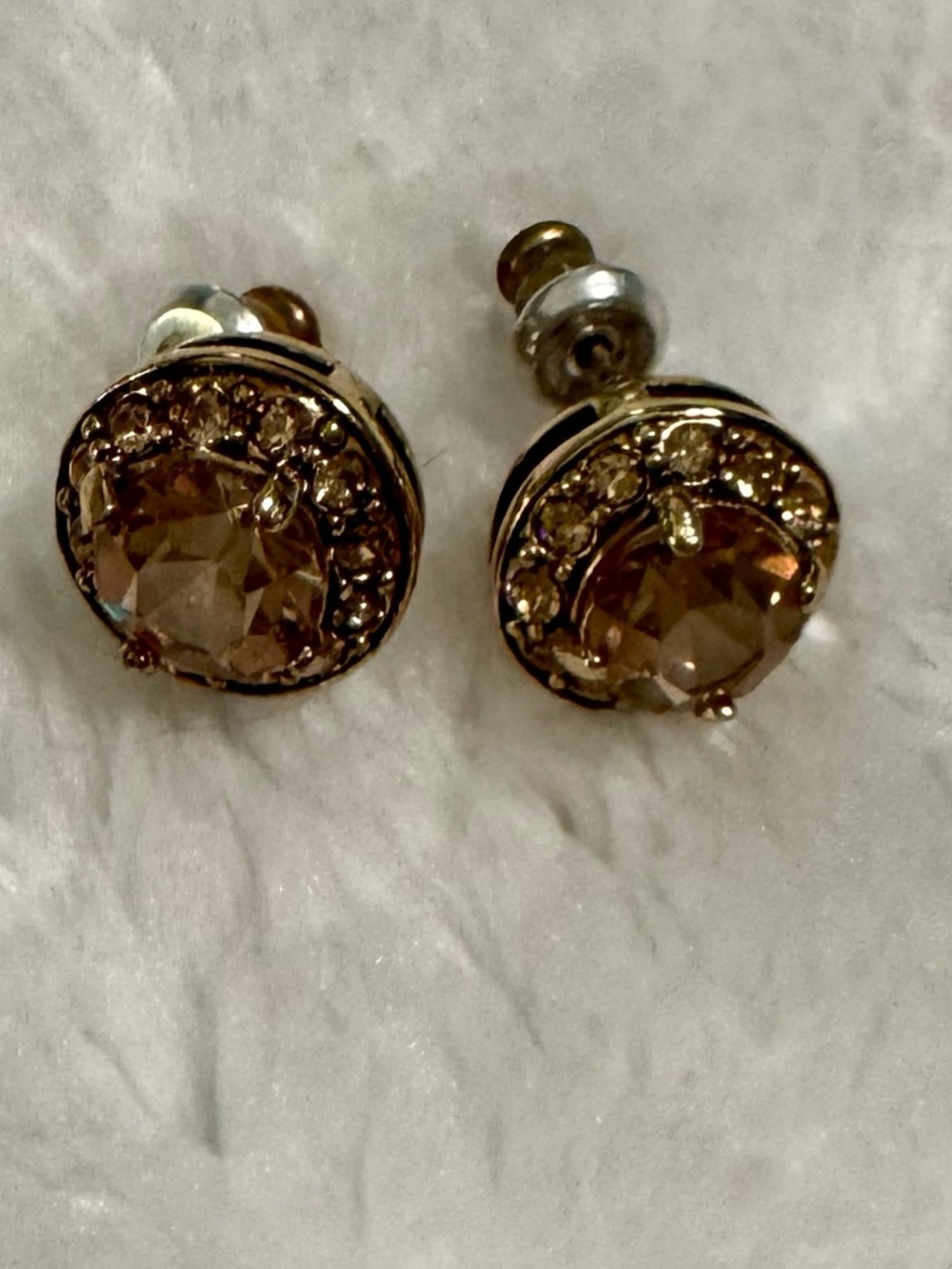 Gold-Tone Amber Crystal Stud Earrings - Women Jewelry